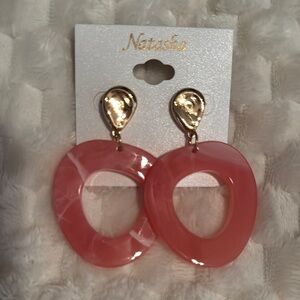 Natasha Couture Pink and Gold Geometric Earrings